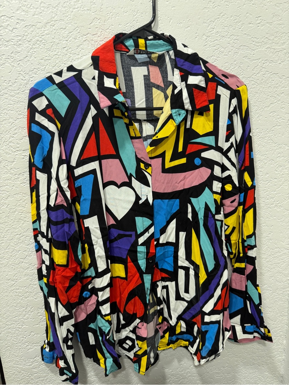 Abstract Geometric Button-Up Shirt - Multicolor